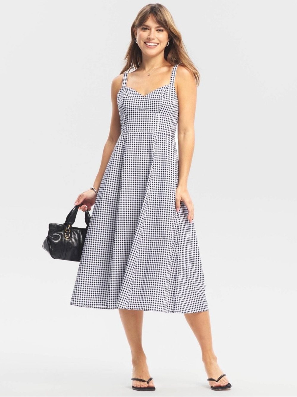 NWT Target A New Day Gingham Fit and Flare Sleeveless Midi Dress